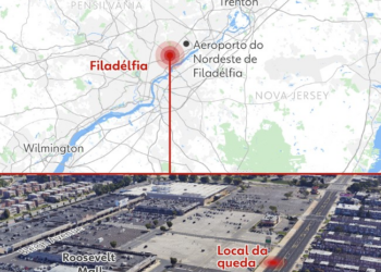 Avião de pequeno porte cai perto de shopping e explode na Filadélfia